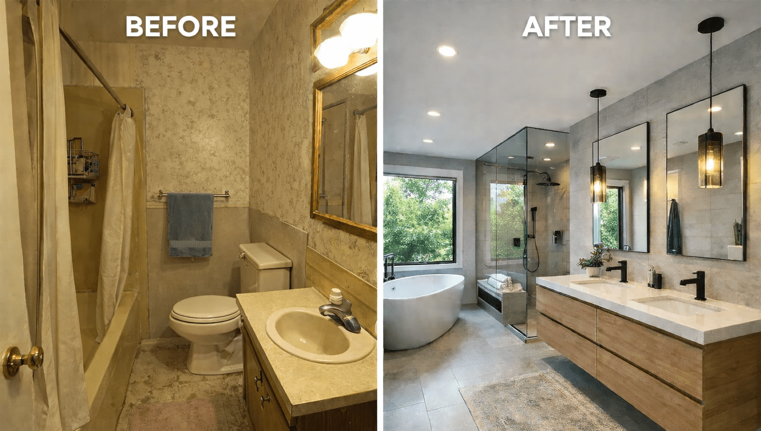 Bathroom remodel before and after